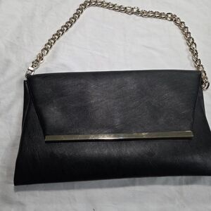 Elegant Black Clutch with Gold Chain
